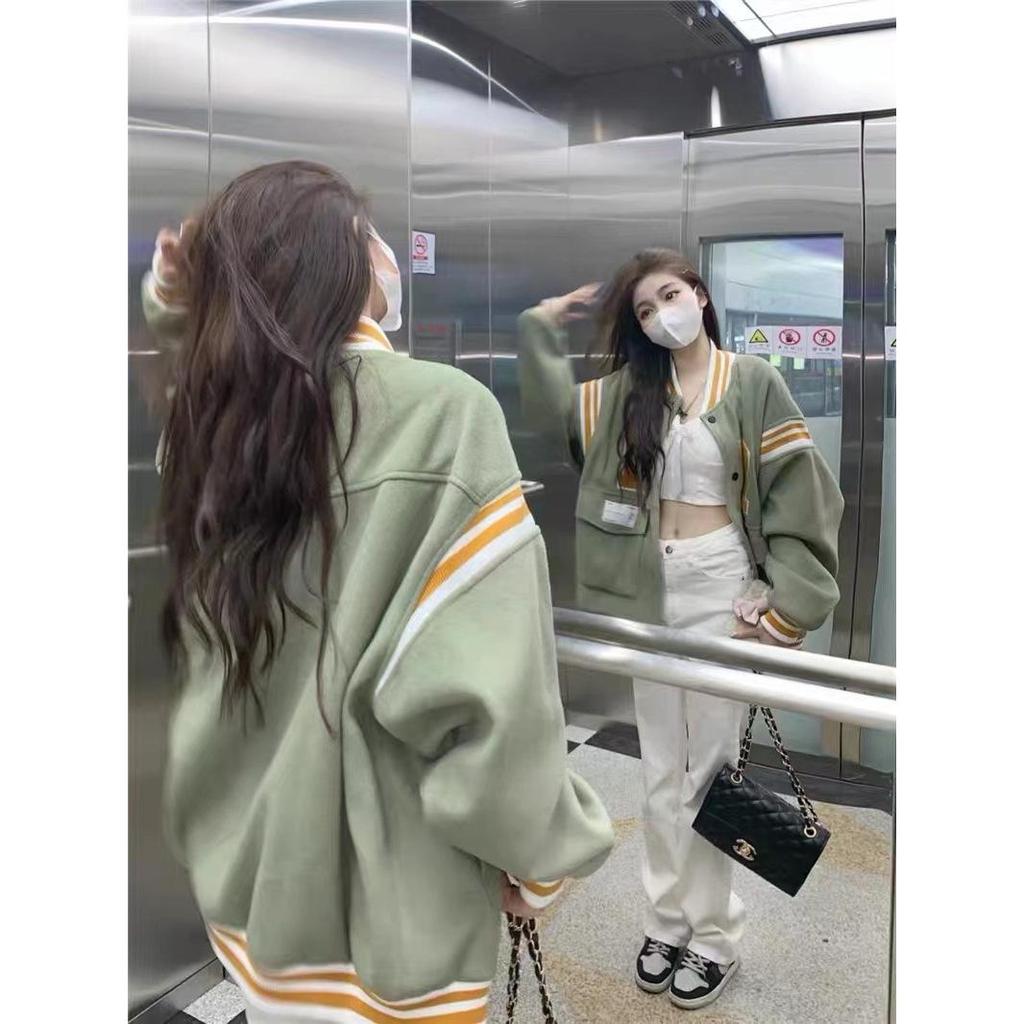 Embroidered American Baseball Jacket 2023: Women's Spring/Autumn Loose Fit Outerwear with Versatile Design