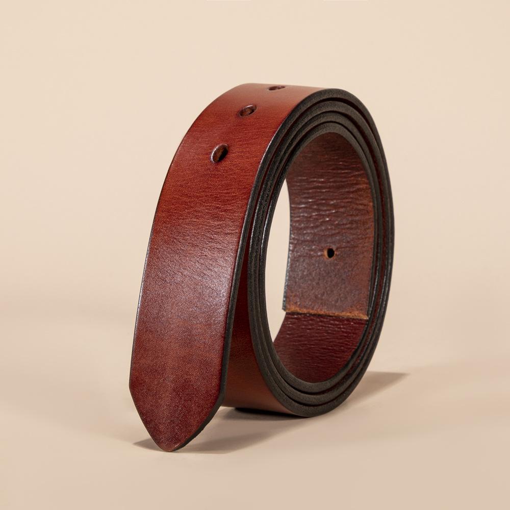 First Layer Tree Paste Leather Cowhide Belt Strip Men'S Genuine Leather Without Button Head Lead Ring Belt