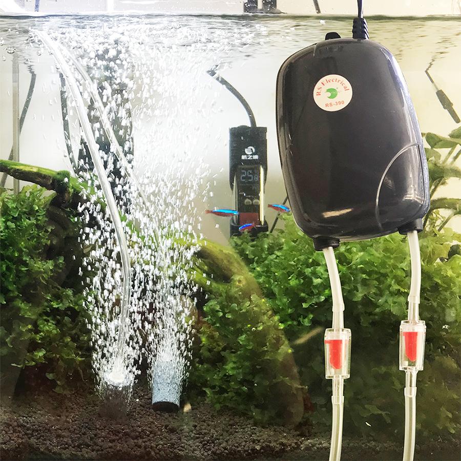 1Set Aquarium Air Pump Fish Tank Mini Compressor Single Double Outlet with Check Valve Tube Aquatic Accessories 220V 3W 5W