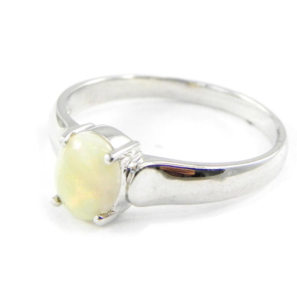 Inel de argint 'Goddess Opal' Argint alb (rodiu) - 8 mm