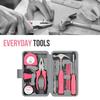 24 In 1 Multifunctional Home Repair Hand Tool Set Pliers Tape Wrench Measure Hammer Screwdriver Pink Hardware With Toolbox