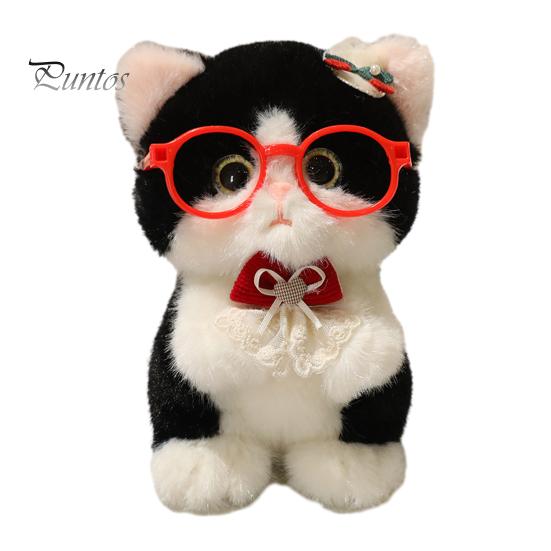 Plush Ornament for Keys Cute Kitten Pendant with Glasses And Tie, Soft Stuffed Animal Bag Decoration Keychain Backpacks Keys, Decorative Hanging