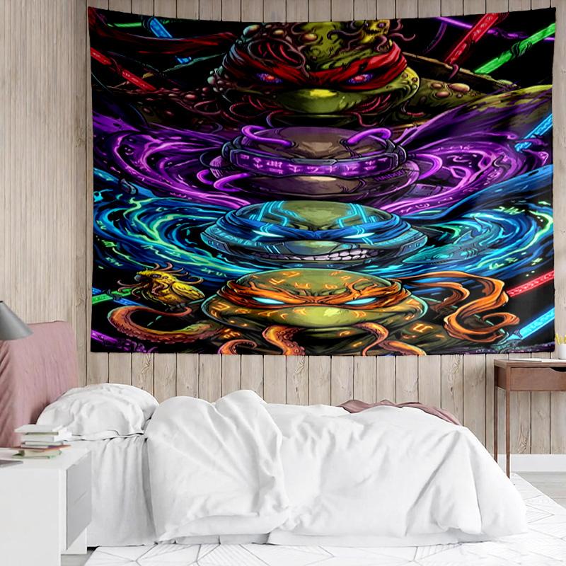 1PC Turtle Warrior In Flames Tapestry Accessories Playroom Tapestry, for Bedroom,Livingroom, dormitory Room Wall Decor Fan Birthday Gifts