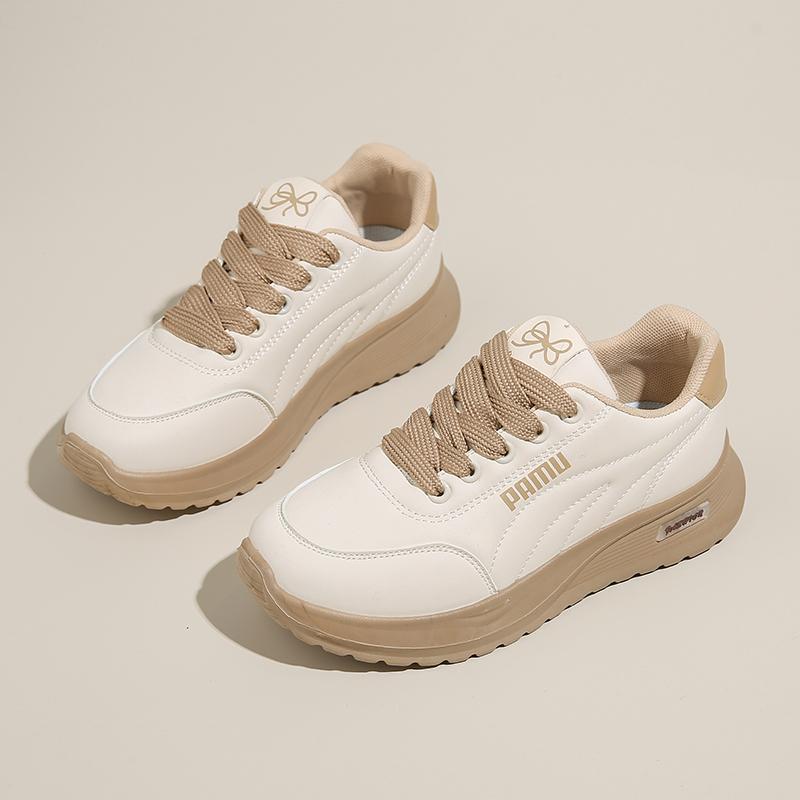 CRLAYDK Fashion Women's Lightweight Sneakers Leather Platform Lace Up Shoes Comfortable Casual Walking Sport Tennis for Ladies
