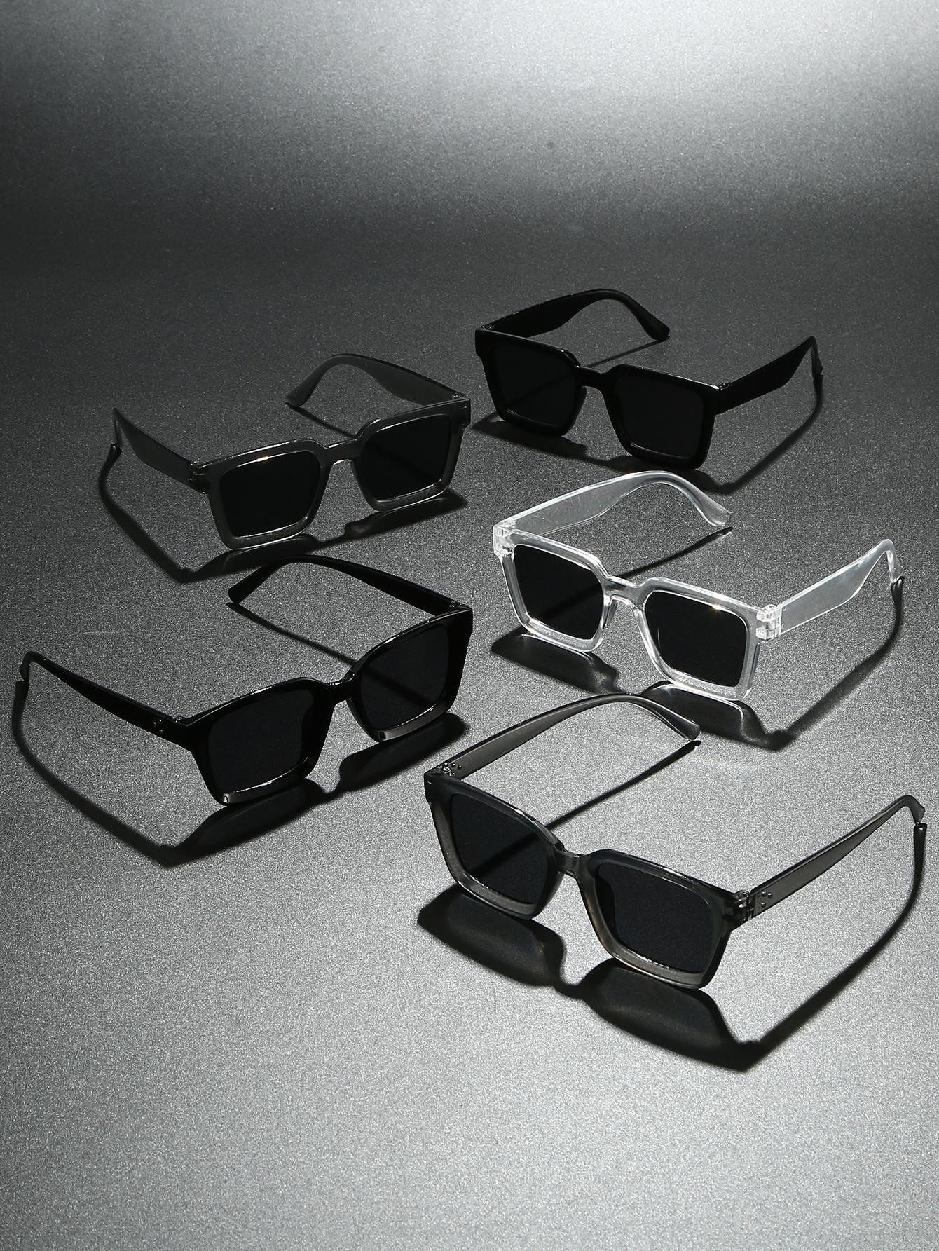 5Pcs Square Frame Dark Combination Glasses Classic Fashion Pure Color Basic Decorative Glasses Fashion Glasses/Durable Glasses