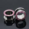 Stainless Steel Rhinestone-Inlaid Ear Expander Pulley Gauge Jewelry, 3-14MM