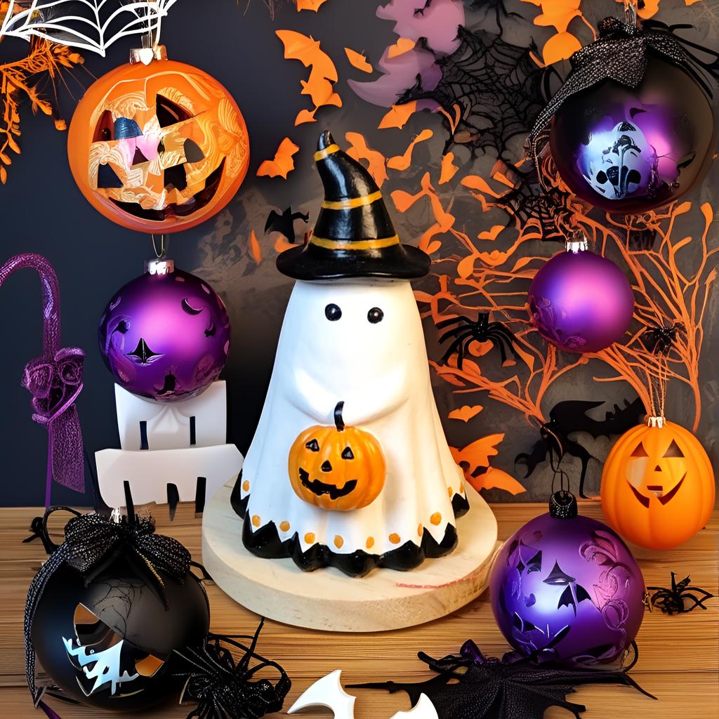 Halloween-Themed Decoration, Halloween Table Decoration Set, Cute Ghost Decorations Paired with Halloween-Themed Decorations