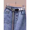 Frühling Sommer Jeansrock Damen Elastisch Hochtailliert A-Linie Hüftumspielende Röcke Lässig