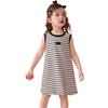 ASK JUNIOR Girls' Sleeveless Wave Stripe Butterfly Wing Dress