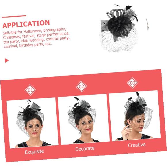 Milisten Decorative Hat with Floral Mesh Headband Cocktail Tea Party Hair Accessory for Women Wedding Special Occasion Black