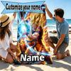 Custom Name Personalized DRAGON BALL Print Beach Towel, for Trip Camping Beach Party Home Decor, Birthday Gift for Family & Friends