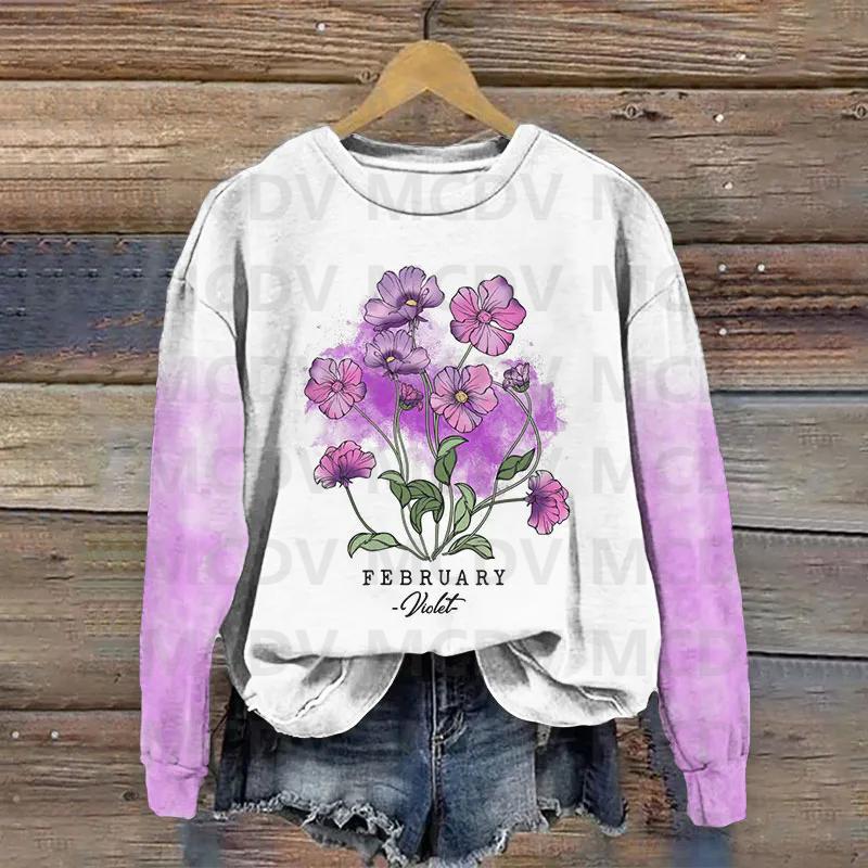 Lily Of The Valley Ombre Print Crew Neck Sweatshirt 3D Printed Women Casual Pullover