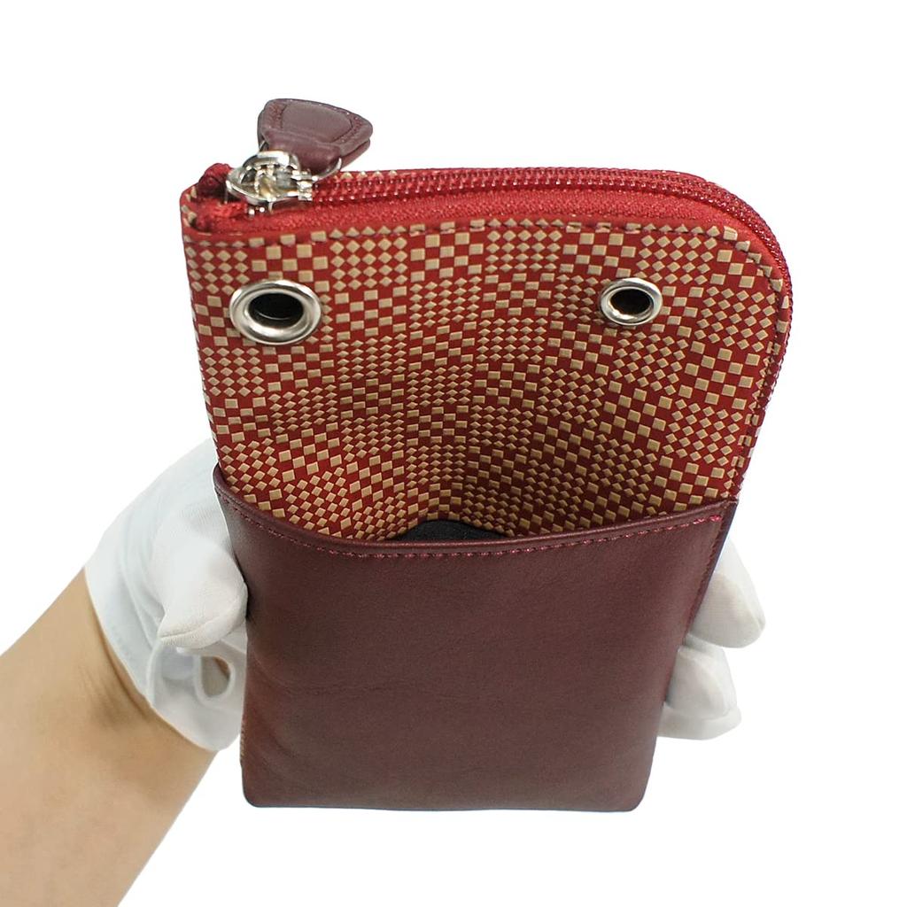 Indenya Inden Sacoche Smartphone Pochette Smartphone Case Deerskin Red X White Lacquer Small Checkered Pattern Custom Color 5027-13-167