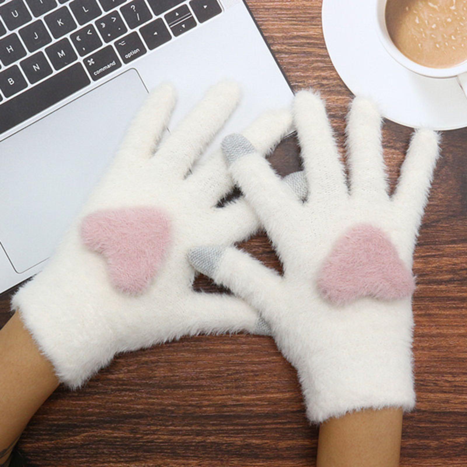 

Зимние перчатки Плюс бархатные Толстые Защищающие от холода Велосипедные Сетчатые Вязаные перчатки Теплые Перчатки унисекс One Size белый