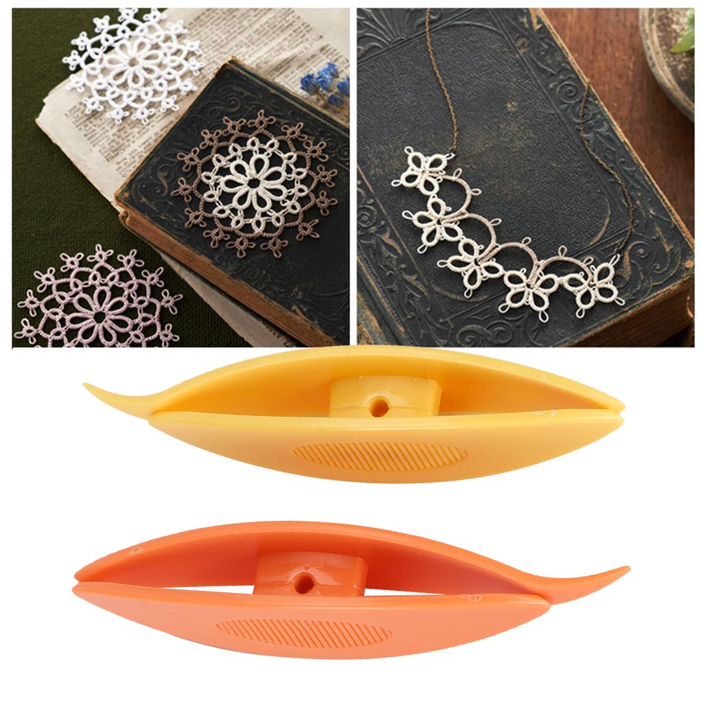 2pcs Tatting  s Plastic Tatting  s Craft Tool for   Hand Sewing Knitting(Orange Yellow )