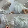 French Retro One-Shoulder Pearl Strap Lace Top with Chest Pads