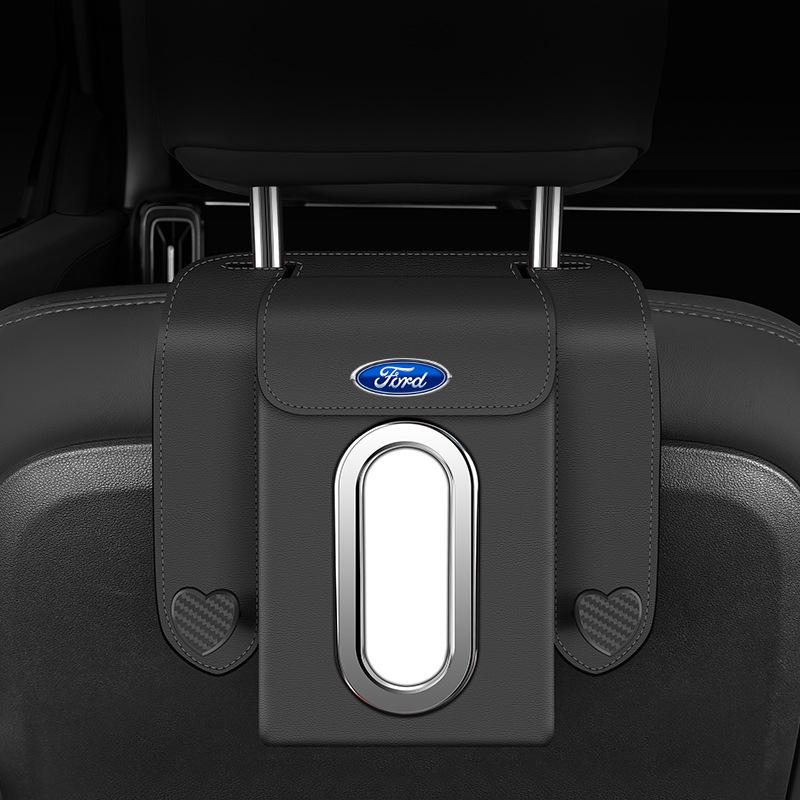 

Органайзер для автомобиля Ford: Подвесной органайзер на спинку сиденья с мусорным баком, диспенсером для салфеток и большим отделением для заднего сиденья.