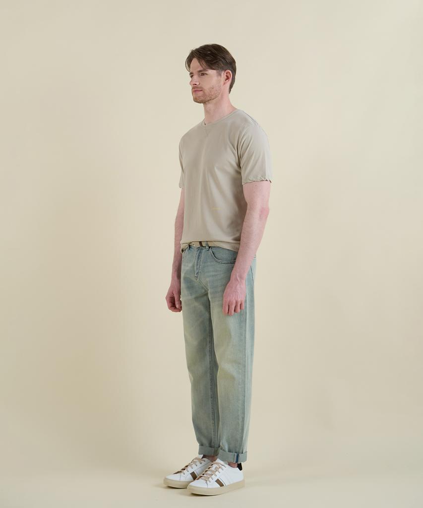 PANICALE Beige Vintage Washed Logo T-Shirt (Type B)