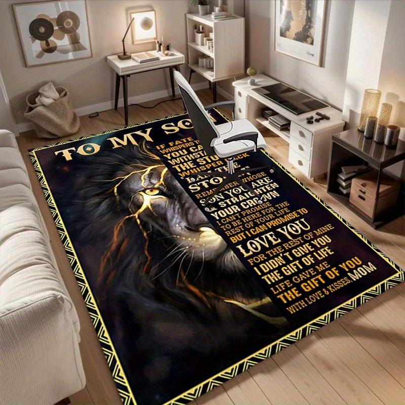 1pc. Inspirational Lion Art Rug for Home Decor Office Carpet Chair Cover Outdoor Gift - Motivational Poster with Encouraging Quotes for Son from Mom