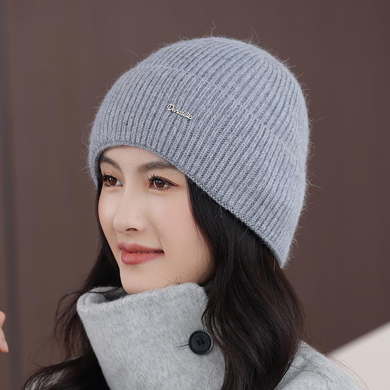 

Новая вязаная шапка женская осенне-зимняя теплая шерстяная шапка из кроличьего пуха с защитой ушей холодная шапка one size