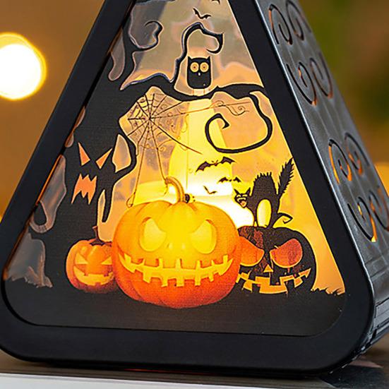 Halloween Pumpkin Lantern Witch Portable Carry Light Trick or Treat Decoration Party Scene Setup Props for Mantel Cabinet Decor