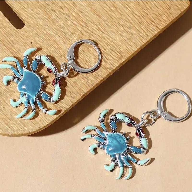 Pendientes Estilo Hawaiano Pendientes de Cangrejo Azul Ópalo Pendientes de Playa