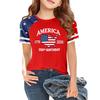 Casual Short Sleeve Crew Neck T Shirt with USA Print and Graphic Design for Independence Day Celebration Lightweight Breathable Fabric