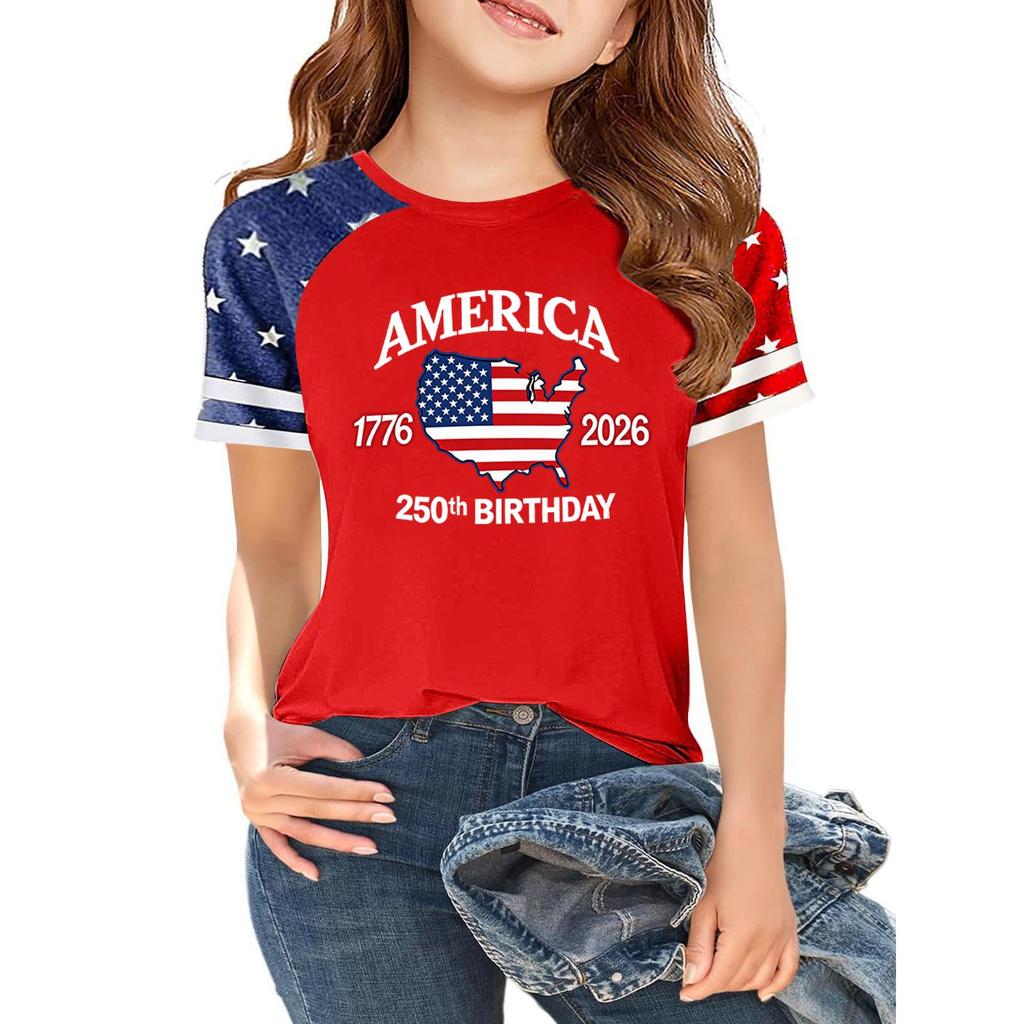 Casual Short Sleeve Crew Neck T Shirt with USA Print and Graphic Design for Independence Day Celebration Lightweight Breathable Fabric