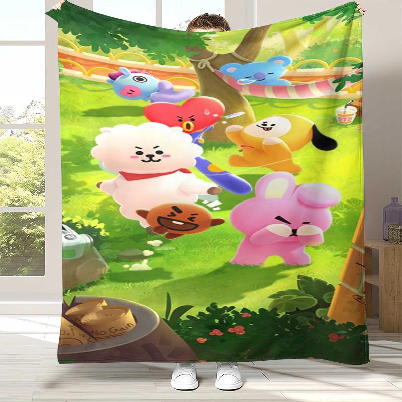 Modische B-BTS Kpop Flanelldecke, Ultraweiche Warme Plüschdecke für Zuhause Schlafzimmer Bett Sofa Abdeckung Büro Camping Picknick Geschenk