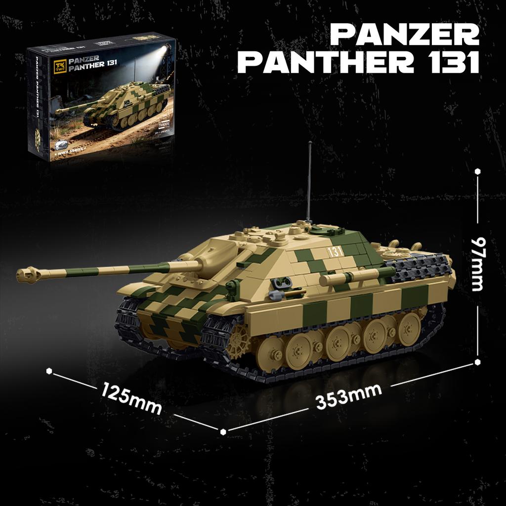 Panzer Military Panther 131 Tank Building Vehicle with Tracks and Armor - Educational Assembly Building Toy - Gift