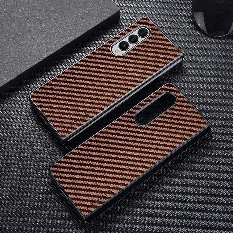 Carbon Fiber textur Telefon Fall für Samsung Galaxy Z Falten 4 3 5G Mode Design Weiche Rückseitige Abdeckung für samsung galaxy z fold4 Fall
