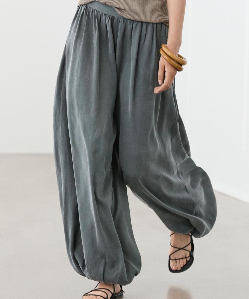 Masimodutti Linen Blend Pleated Balloon Pants