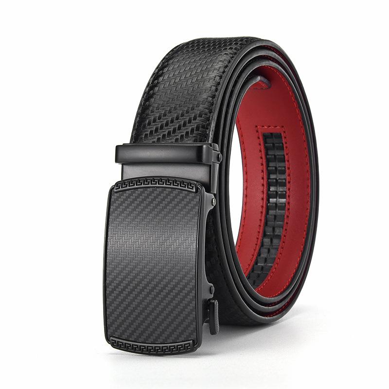Mens Leather Ratchet Belt with Automatic Buckle, Adjustable Belt(35MM)
