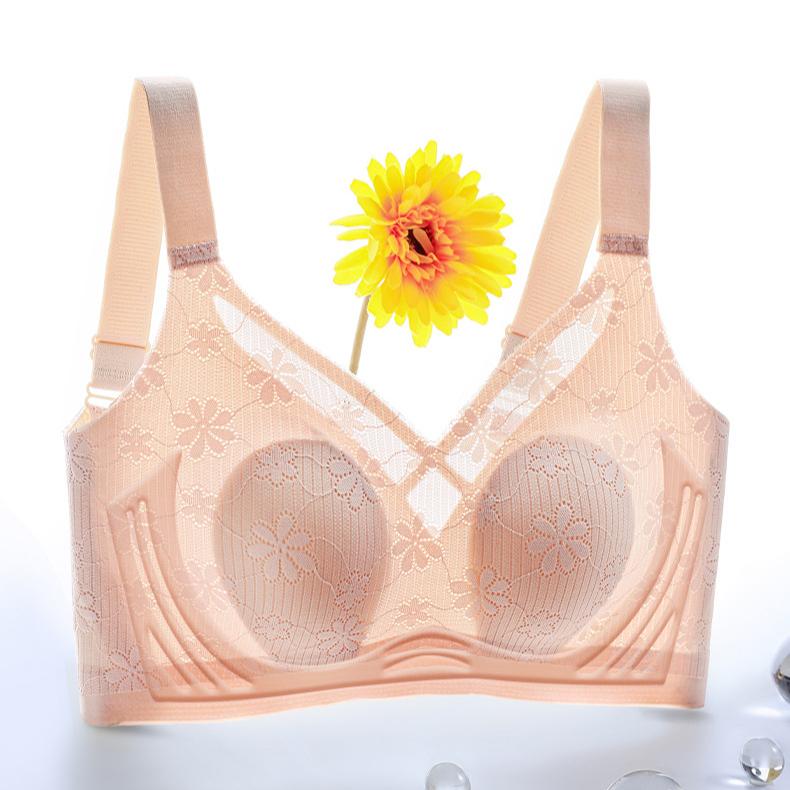 Rabbit Ear Lingerie for Women Thin and Breathable Gathered Bra Gathered Bra Double Breasted Bra No Steel Rims Plus Size Bra