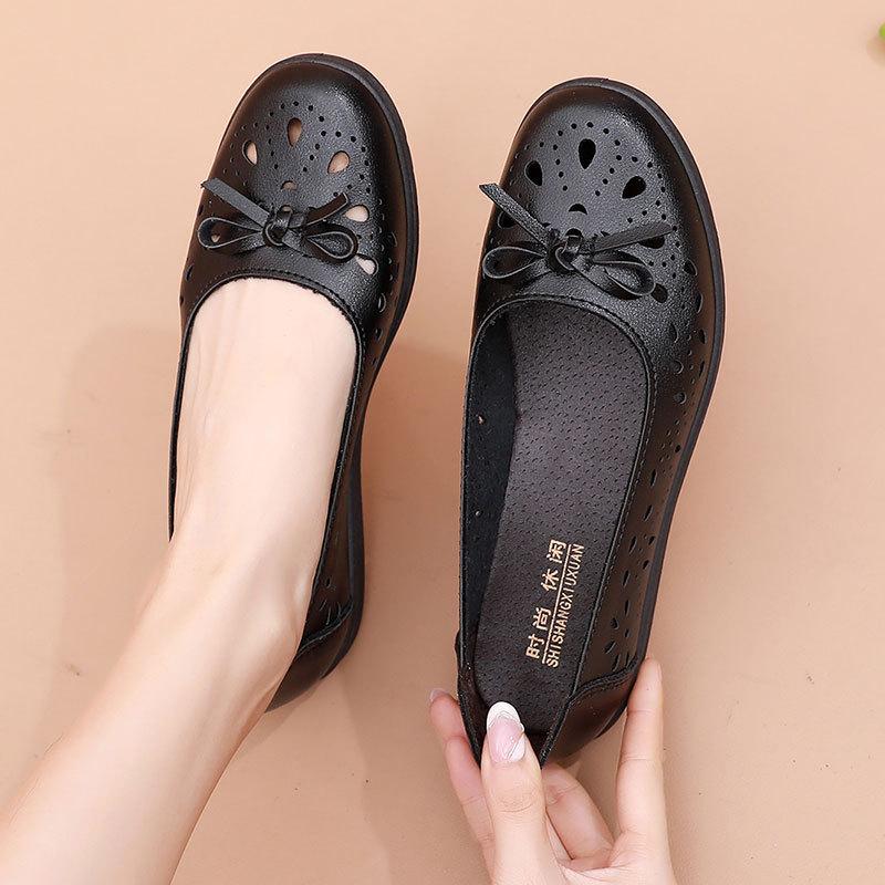 Spring Soft Sole Leather Sandals | Non-Slip Breathable Flats for Women & Seniors