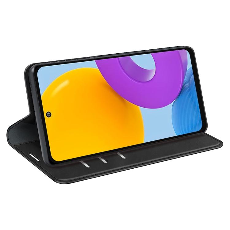 Für Samsung Galaxy M52 5G Retro-Skin Magnetische Sauglederhülle mit Halter & Kartenfächern & Brieftasche(Schwarz)