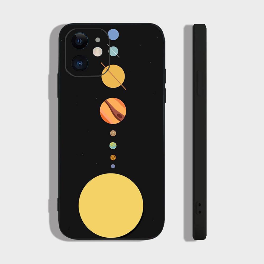 

Planets In The Solar System Phone Case For IPhone 17 Air 16 15 14 13 Pro Max 11 12 Black Silicone Cover IPHONE 13MINI
