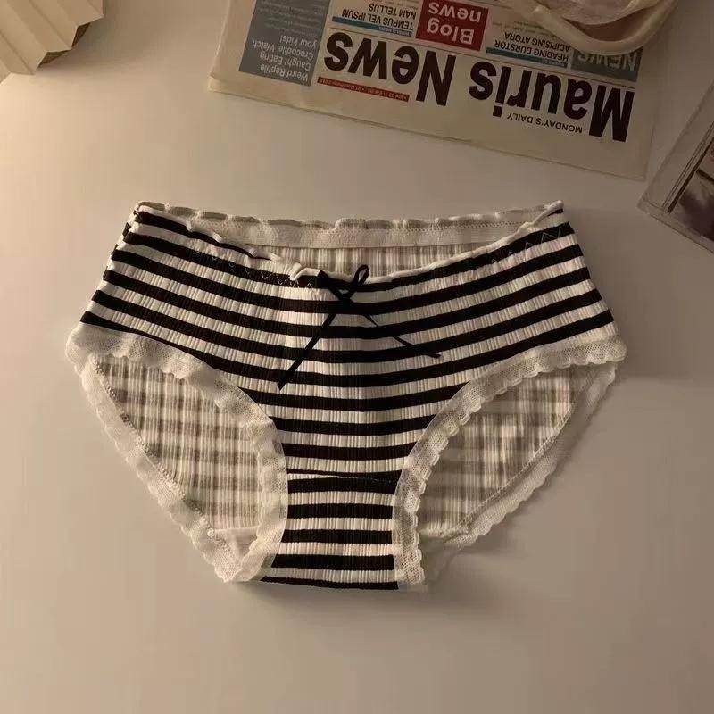 Sweet Cute Sexy Underwear Women Antibacterial Traceless Mid Waist Briefs Girls
