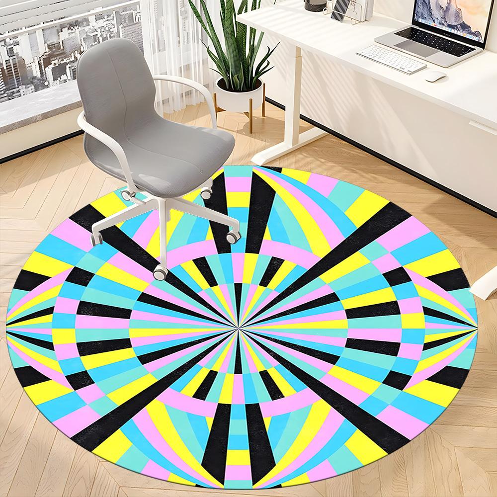 1PC Kaleidoscope Pattern Office Round Rug, Non slip, Soft and Durable Office Rug for Interior Decoration, Perfect for Office