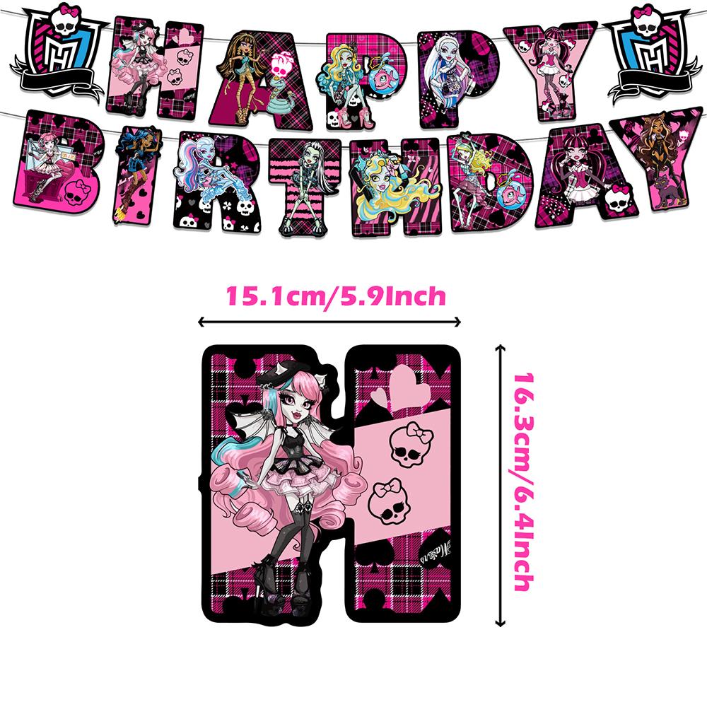 32 stk Monster High Festartikler Inkludert Banner, Kaketoppere, Ballonger