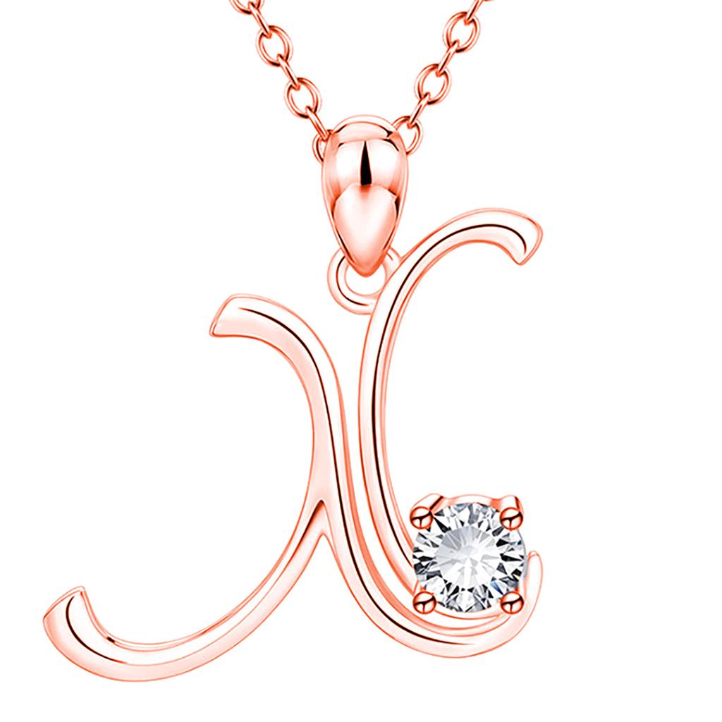 Fashion Alphabet Letter Pendant Necklace with Embedded Crystals Elegant Initial Charm Jewelry for Daily Wear and Special Occasions