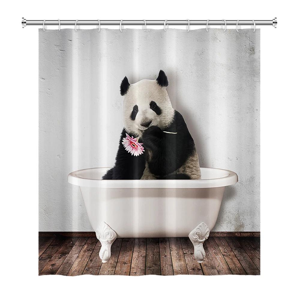 Cute Dinosaur Funny Animal Shower Curtains Bathroom Bathtub Decoration Waterproof Polyester Bath Curtain Home Decor with Hooks