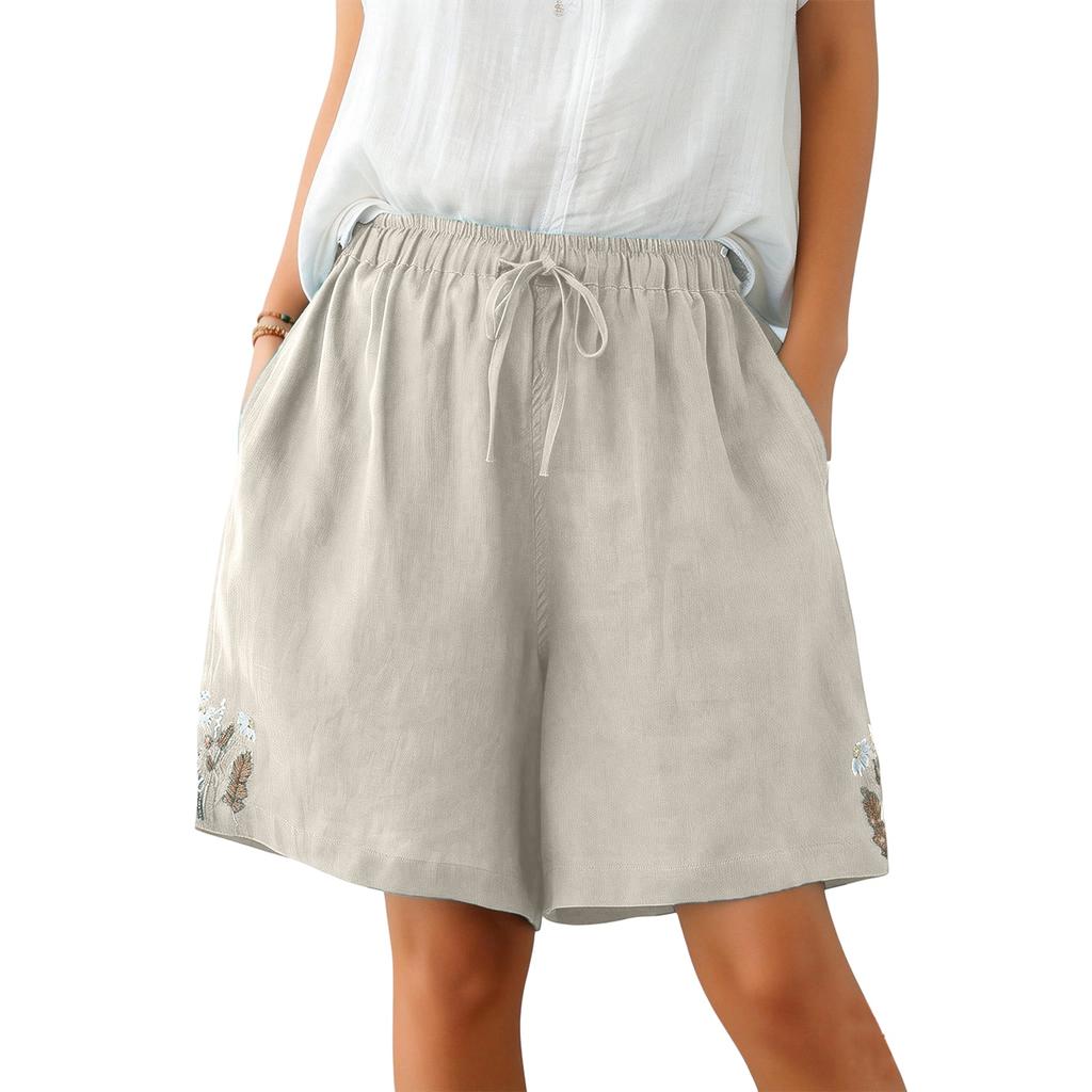 Women's High-Waist Versatile Comfortable Breathable Linen-Cotton Casual Shorts