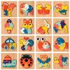4Pcs Children 3D Wooden Animal Puzzle Kindergarten Early Education Development Stereoscopic Toddlers Toys for 2-3 Year Old Baby