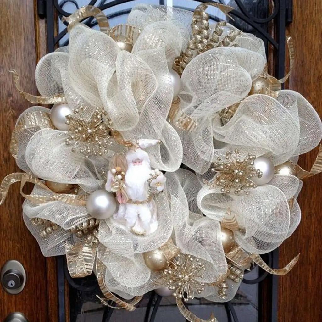 Cintas de gasa de cristal navideñas Adornos para árboles de Navidad para la puerta del hogar Regalos de Navidad Noel Kerst Feliz Año Nuevo