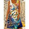 Plus Size Butterfly Print Tank DressCasual Crew Neck Sleeveless Dress For Spring & SummerWomen's Plus Size Clothing