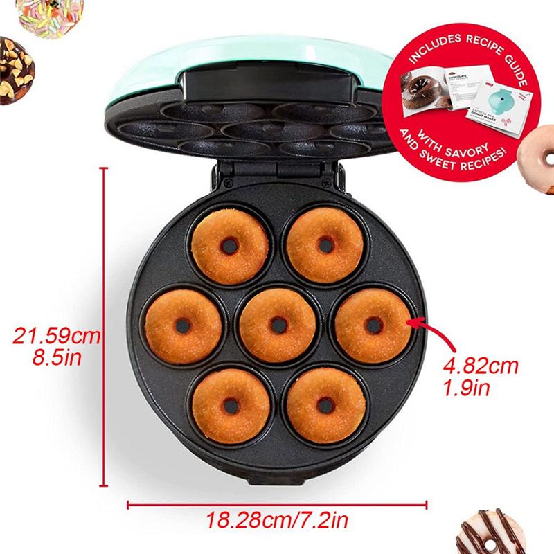 ABWR-Electric Donut Maker Automatic Heating Egg Cake Bread Baking Machine 700W Kitchen Breakfast Makes 7 Donuts US Plug