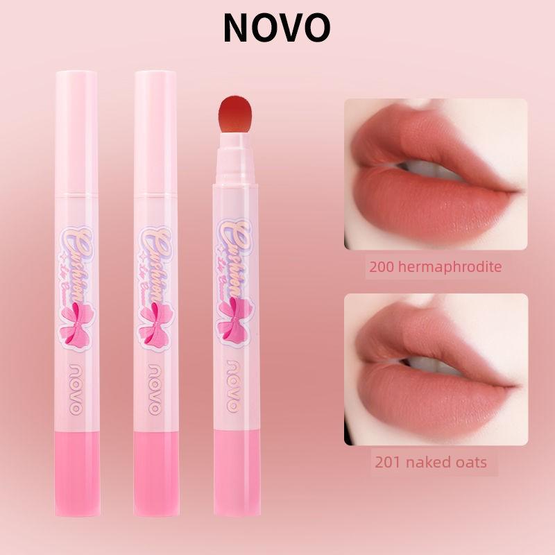 Novo Lip Cream Matte Velvet Mist Lip Mud Plush Tip Nude Lipstick No-Makeup Lip Glaze Lip and Cheek Dual-Use