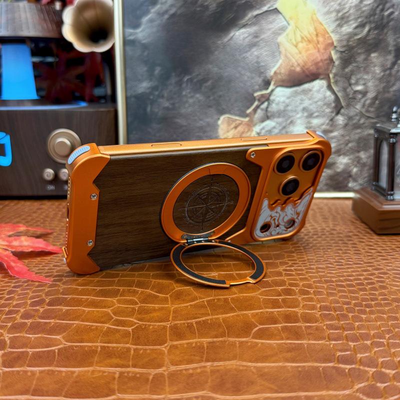iPhone 14 Pro Max Walnut Wood Case with Magnetic Stand
