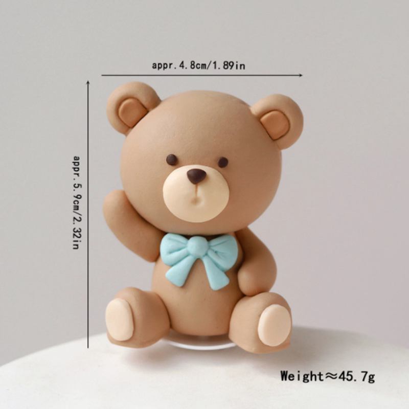 Soft Clay Cute Bear Cake Topper for Boy Girl Baby Shower Bear Theme Decoration Birthday Party Wedding Decoration Cake Decorating